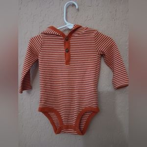 Just One You Boy Orange and cream striped bodysuit with hoodie 9 months